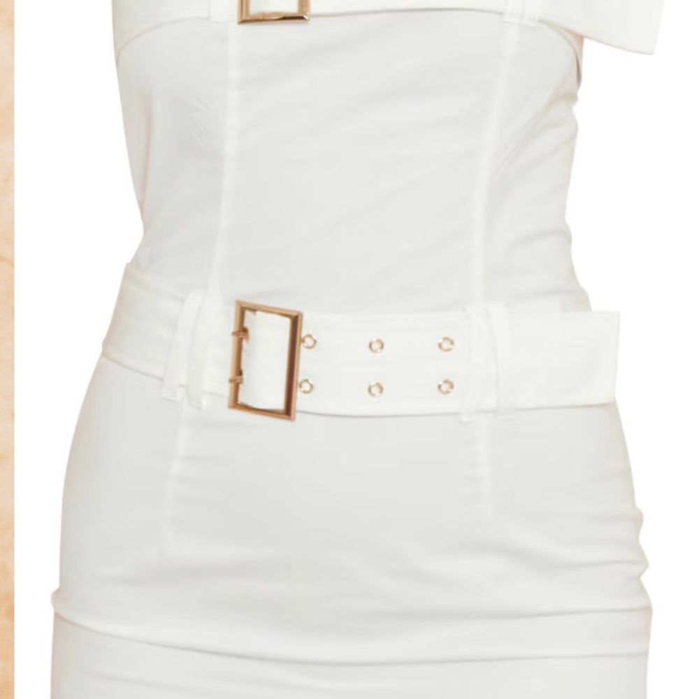 PrettyLittleThing White Strapless Dress